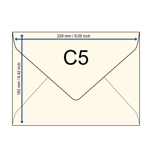 C6 Umschlag Büttenpapier Umrisse mit Bemaßung