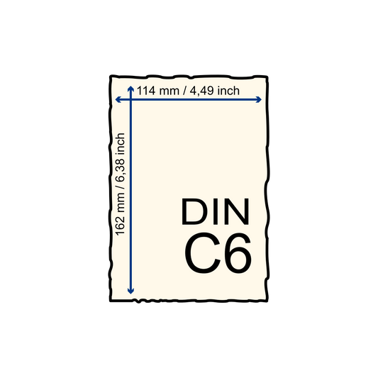 Büttenpapier Format C6 schematische Darstellung mit Maßen