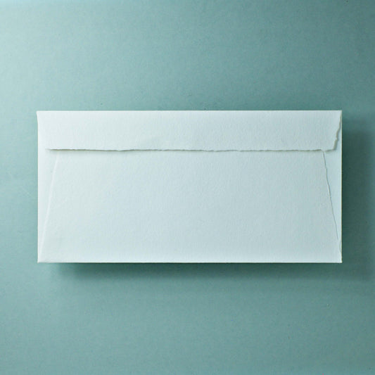 Büttenpapier-Umschlag DIN-lang - Trapezlasche - naturweiß