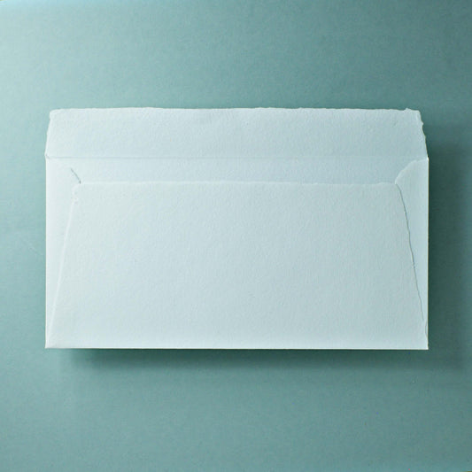 Büttenpapier-Umschlag DIN-lang - Trapezlasche - naturweiß