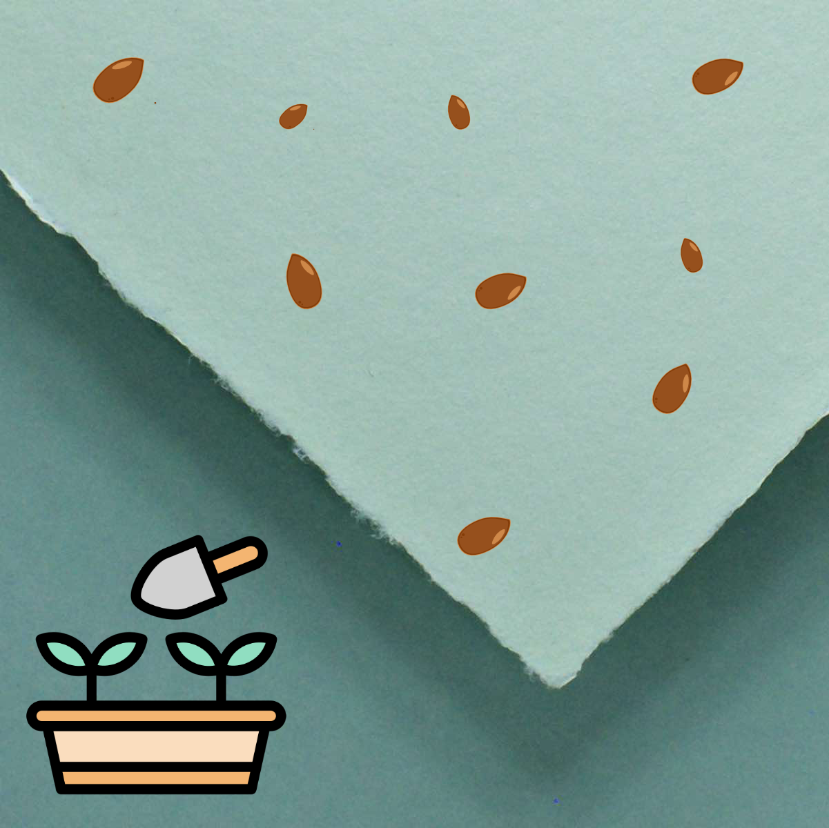 handgeschöpftes Büttenpapier / Samenpapier mit stilisierten Samen im Farbton mint 
Vektoren von Vecteezy.com